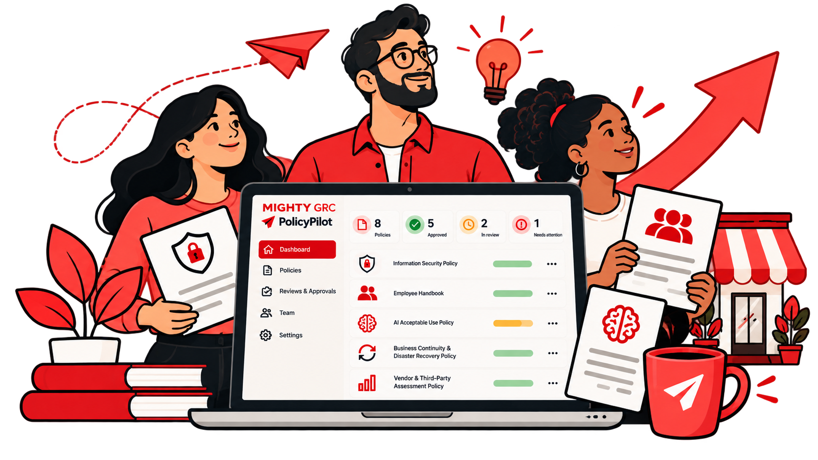 PolicyPilot is a policy management software that supports team productivity and small business resiliency. PolicyPilot is a policy management software that supports team productivity and small business resiliency.